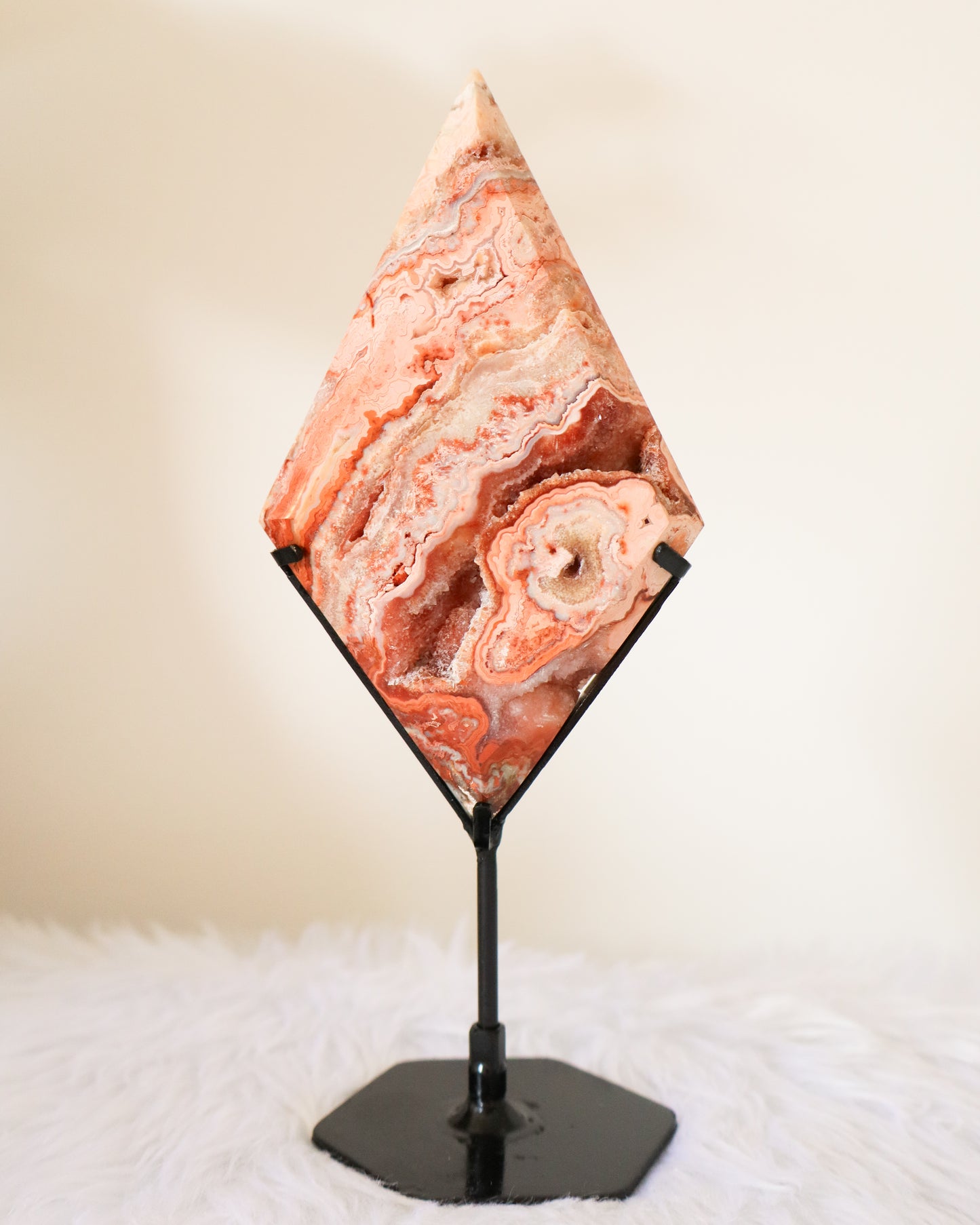 Pink Crazy Lace Agate Diamond with Stand #5