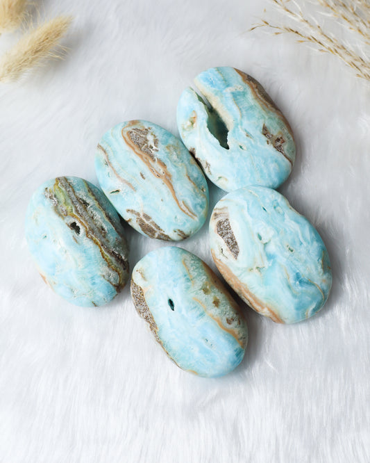 Blue Aragonite Palm Stones