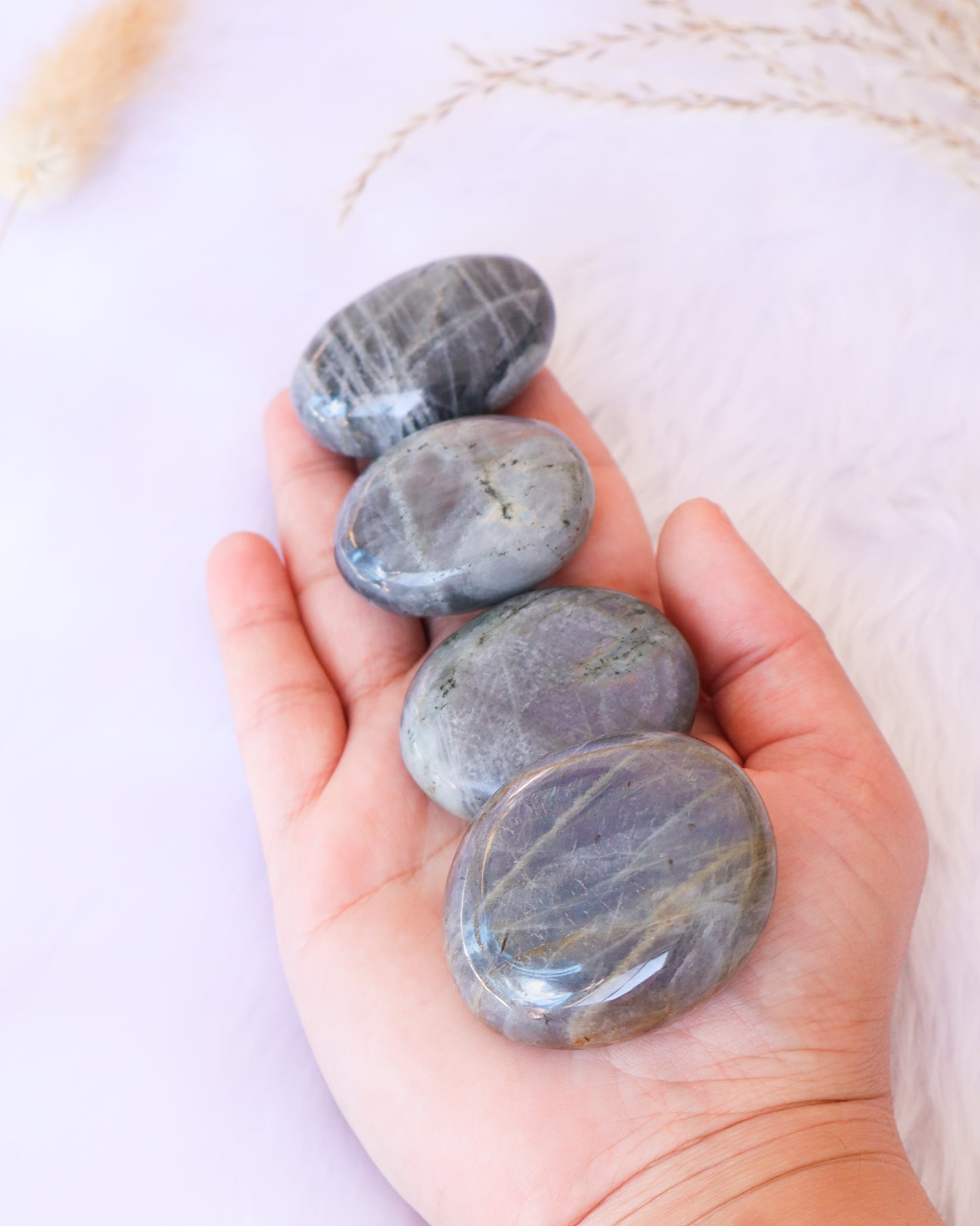 Labradorite Palmstone - Purple Flash