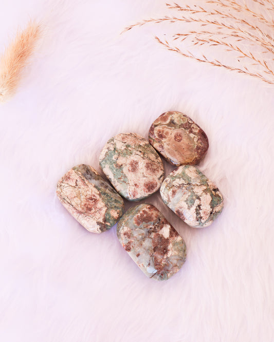 Green Sakura/ Flower Agate Palm Stones