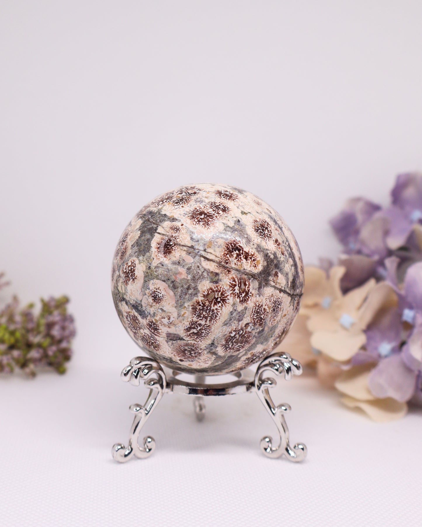 Green Sakura/ Flower Agate Sphere #3