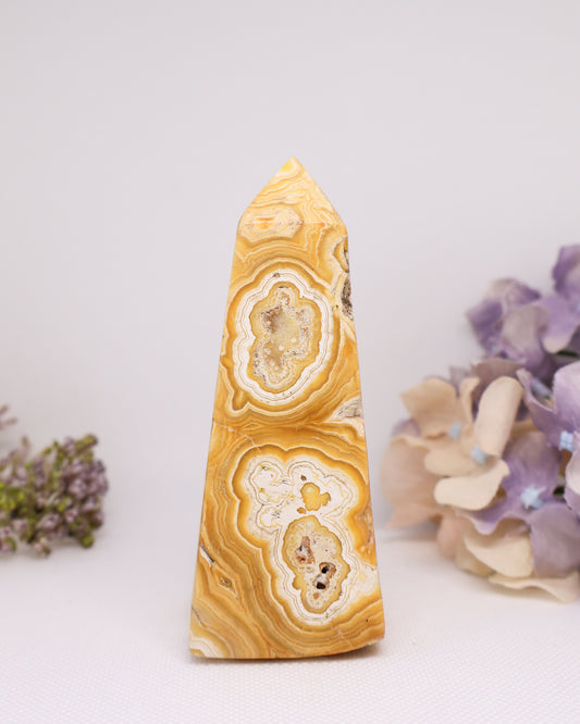 Yellow Crazy Lace Agate Tower #8