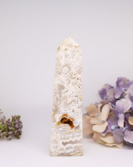 White Crazy Lace Agate Tower #3