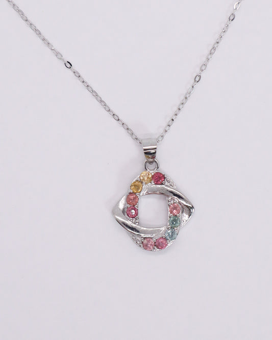 Rainbow Tourmaline Necklace - 925 Sterling Silver