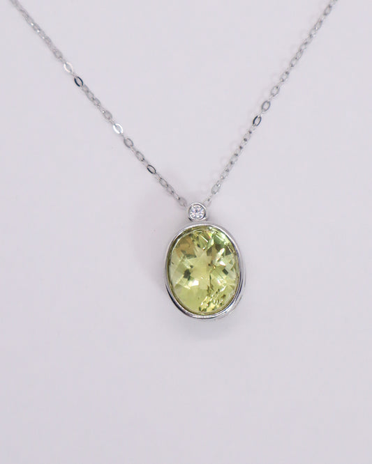 Citrine Oval Necklace - 925 Sterling Silver