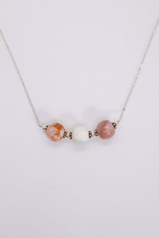 Flower Agate Necklace - 925 Sterling Silver