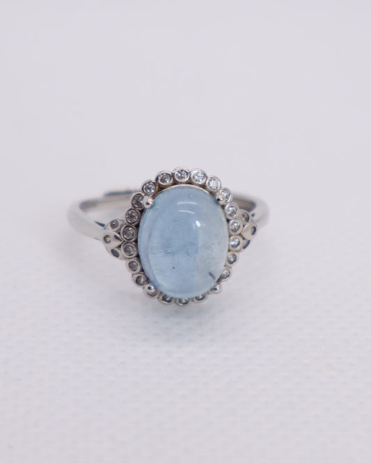 Aquamarine Ring - 925 Sterling Silver