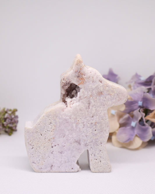 Pink Amethyst Dog Carving