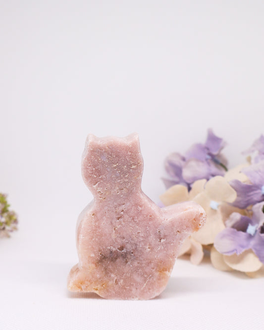 Pink Amethyst Cat Carving