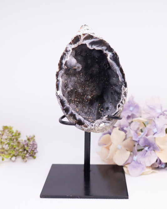 Druzy Agate Geode on Stand