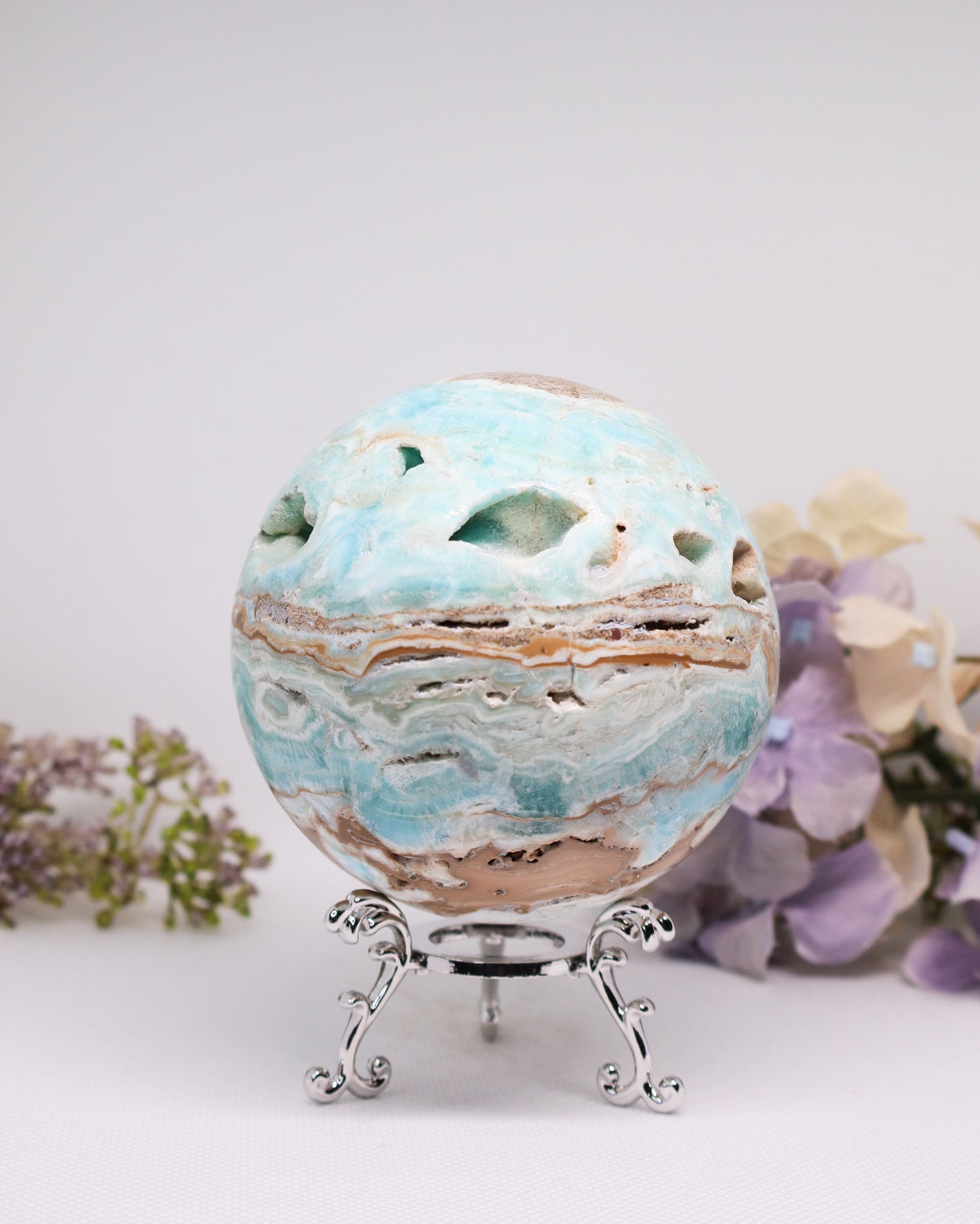 Blue Aragonite Sphere #4