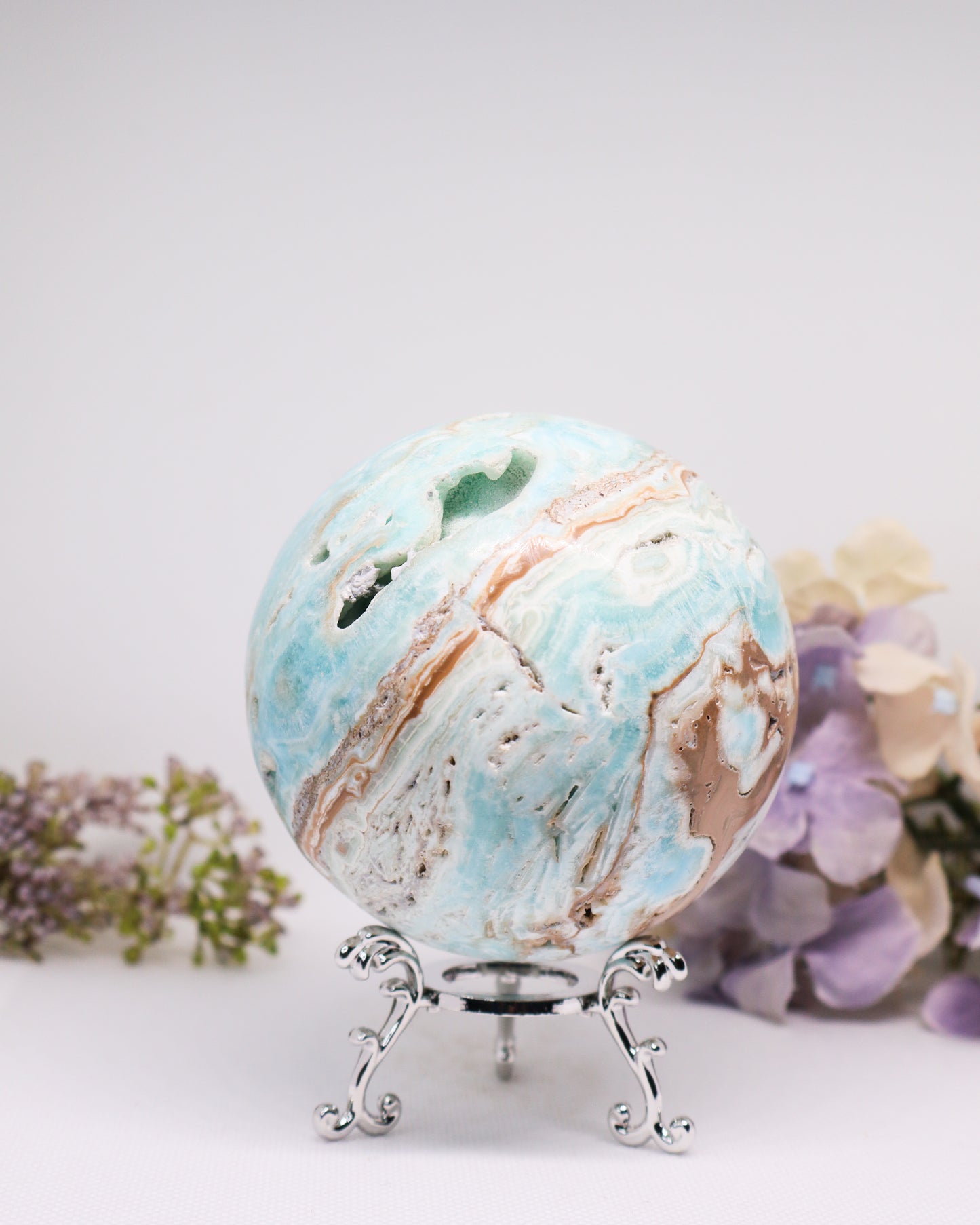 Blue Aragonite Sphere #4