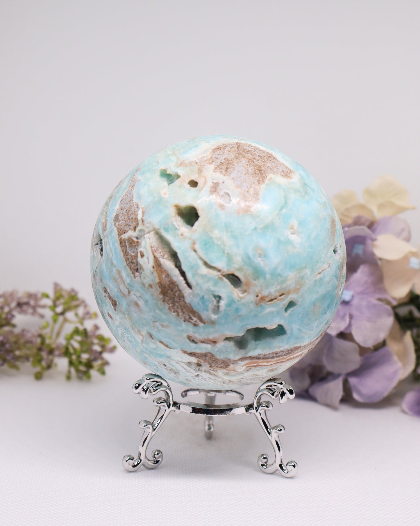 Blue Aragonite Sphere #4