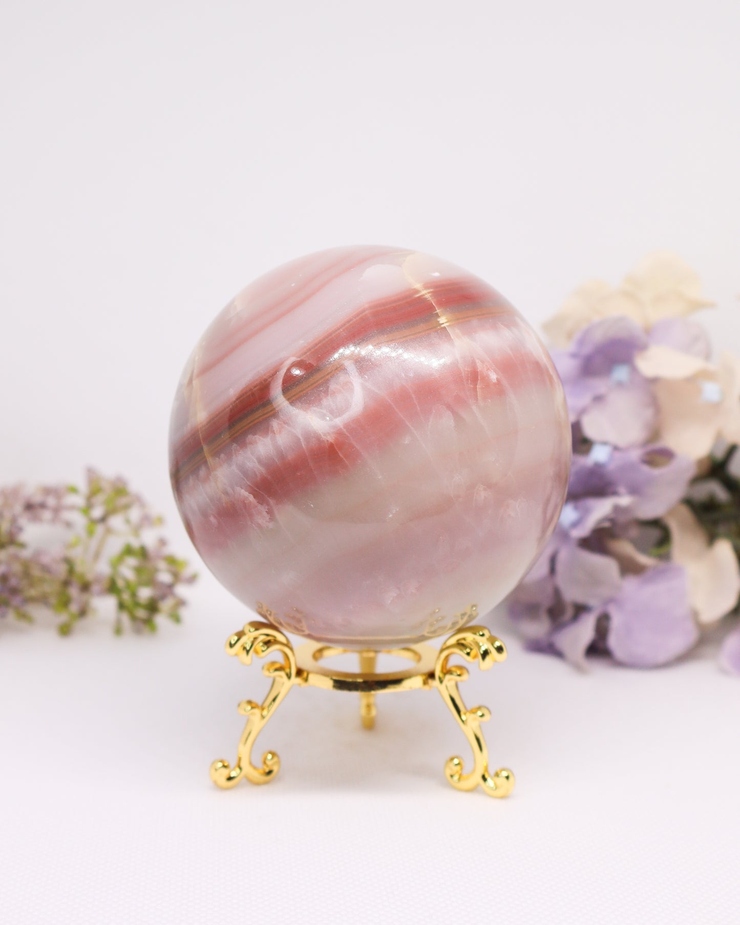 Pink Banded Onyx Sphere #5