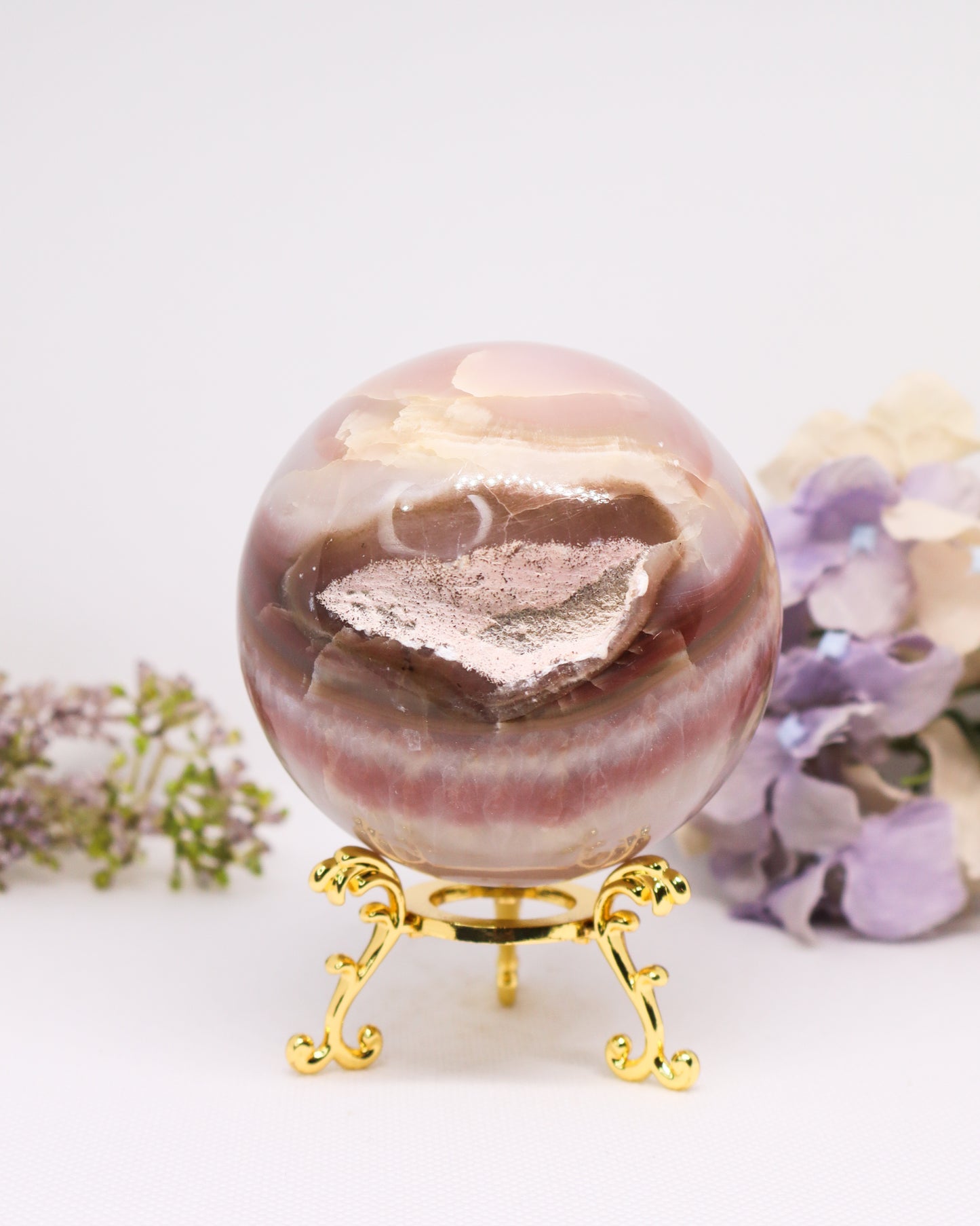 Pink Banded Onyx Sphere #5