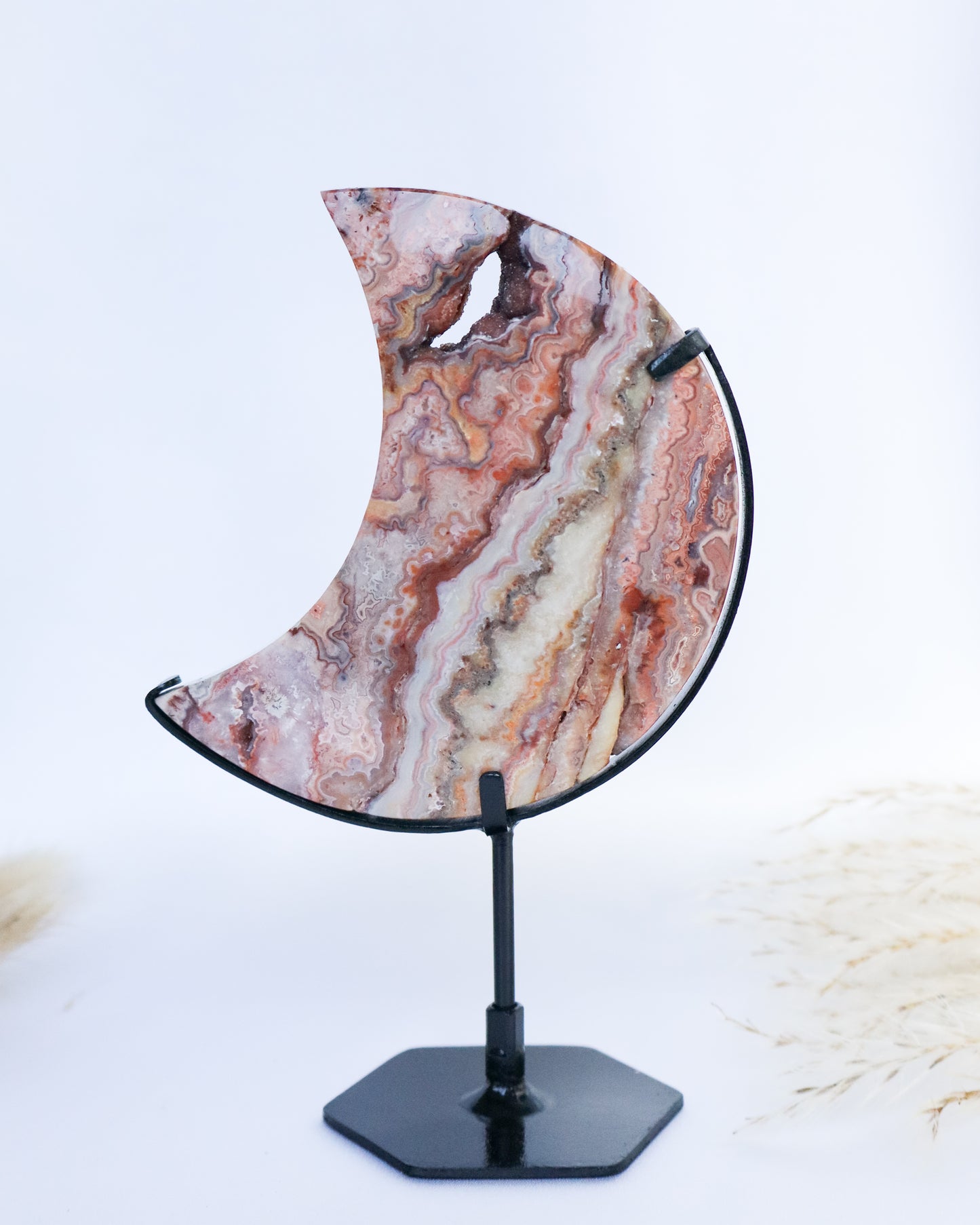 Pink Crazy Lace Agate Moon #1