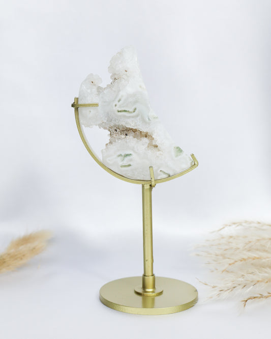 Moss Agate Moon With Stand #4