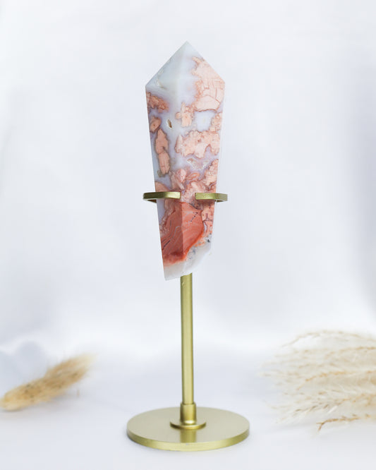 Pink Agate Wand on Stand #4