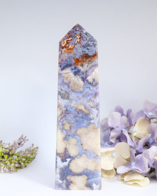 Blue Flower Agate Tower #5