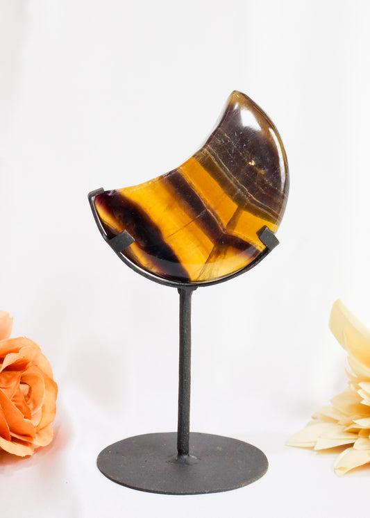 Rainbow Fluorite Moon on Stand #2