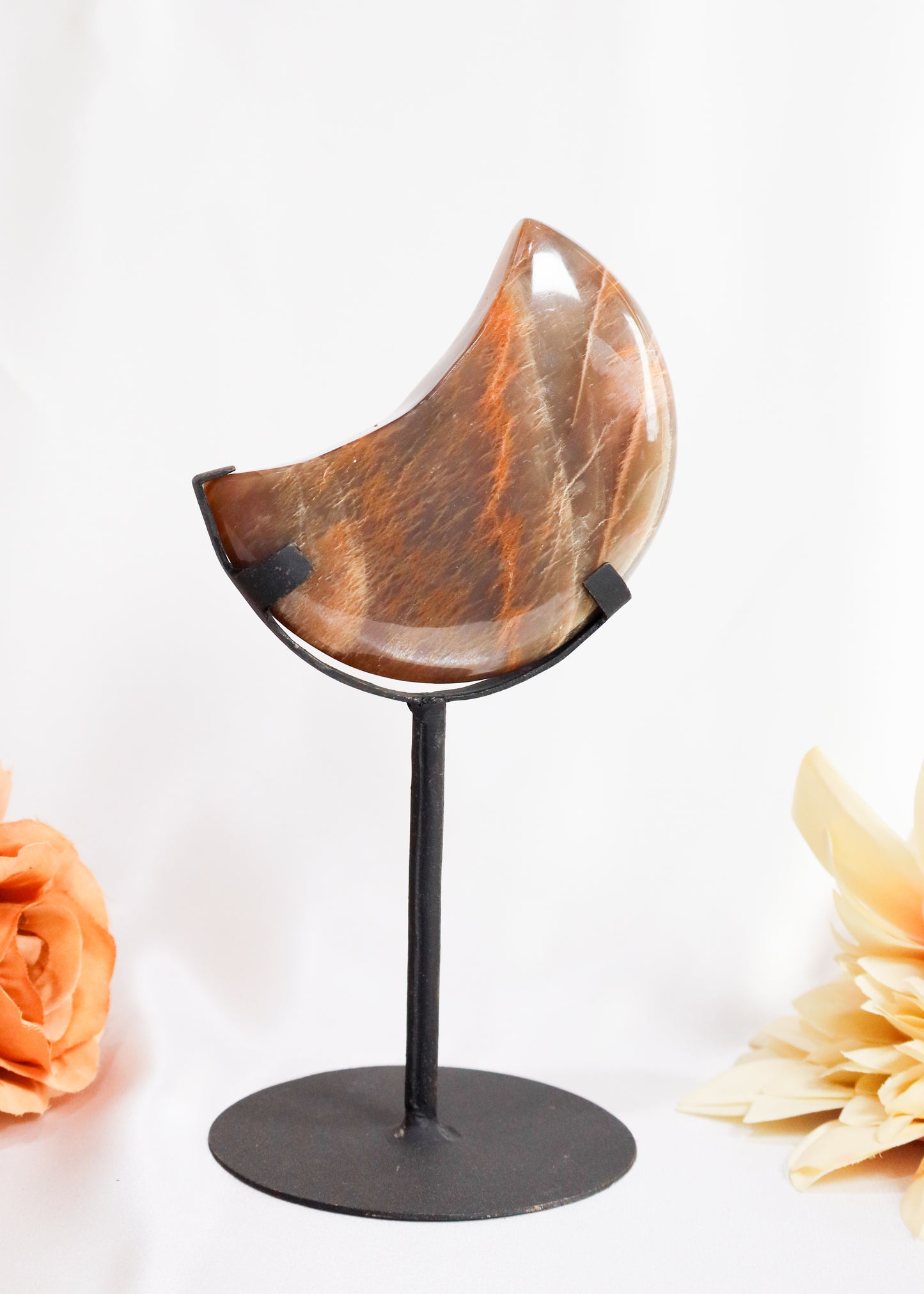 Peach Moonstone Moon on Stand #3