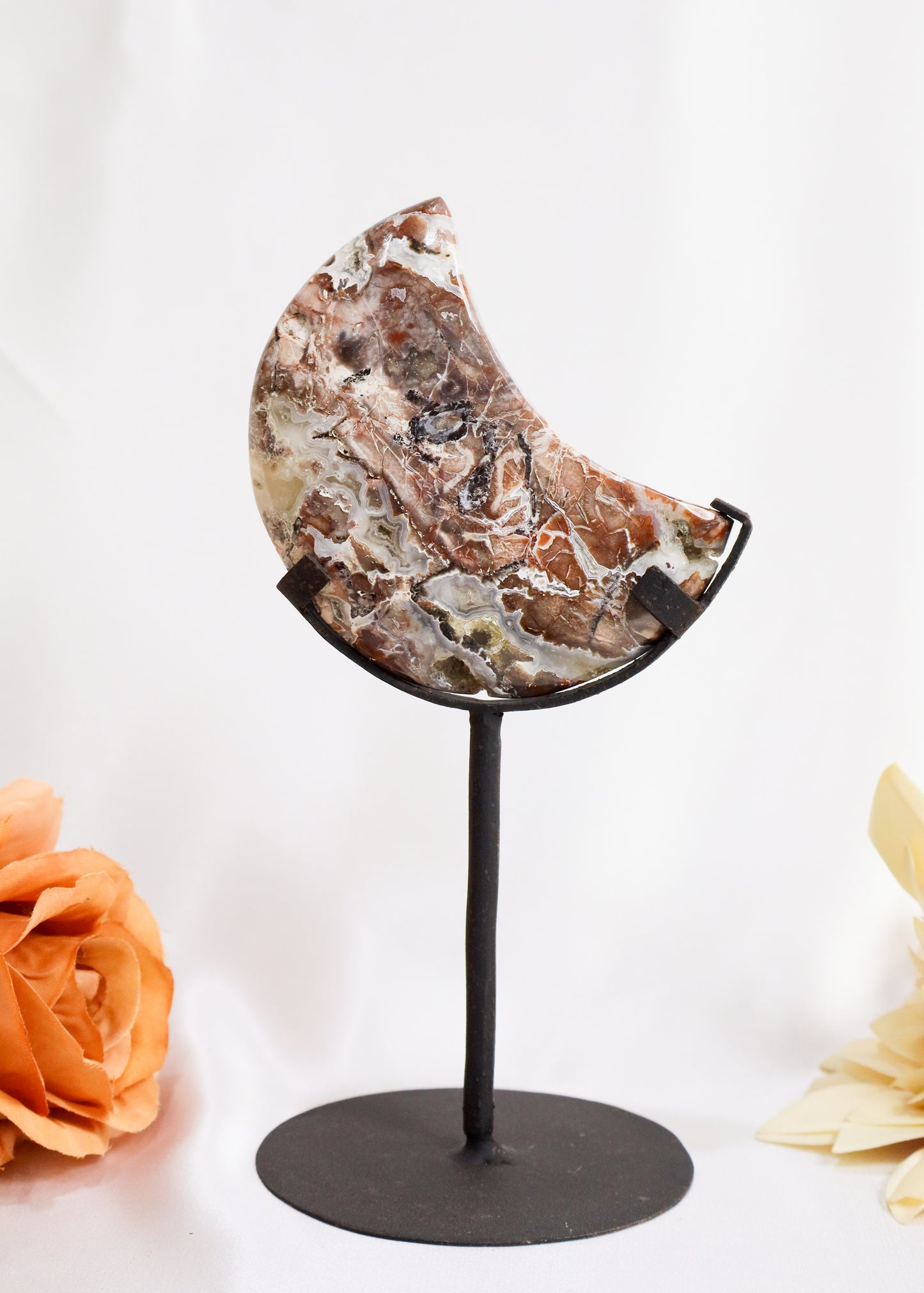 Sangria Lace Agate Moon on Stand #4