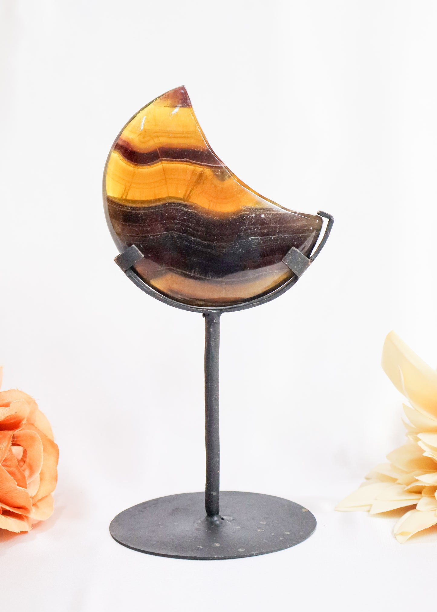 Rainbow Fluorite Moon on Stand #1