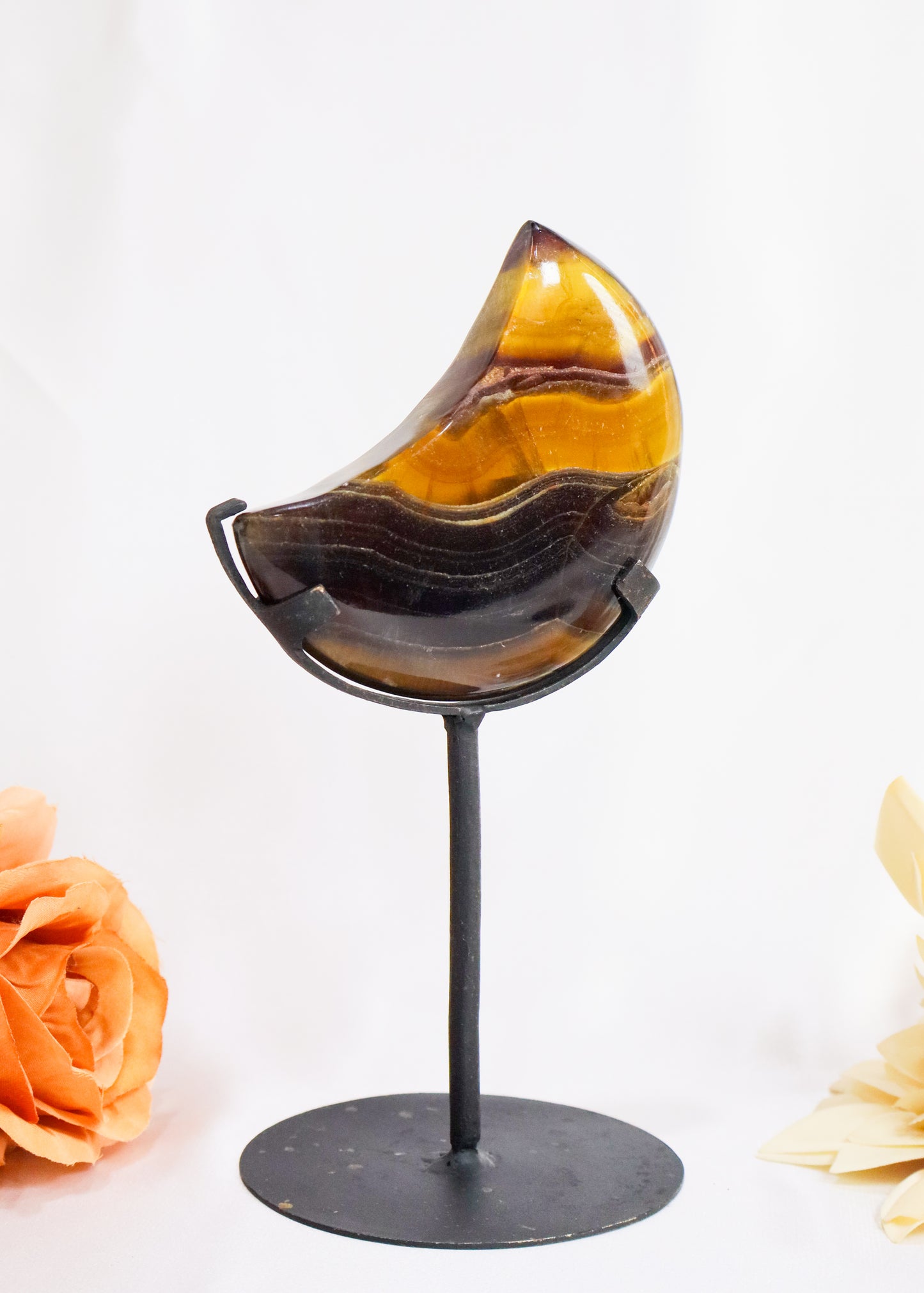 Rainbow Fluorite Moon on Stand #1