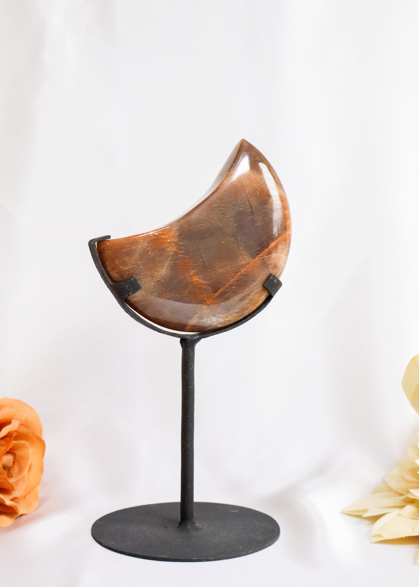 Peach Moonstone Moon on Stand #4