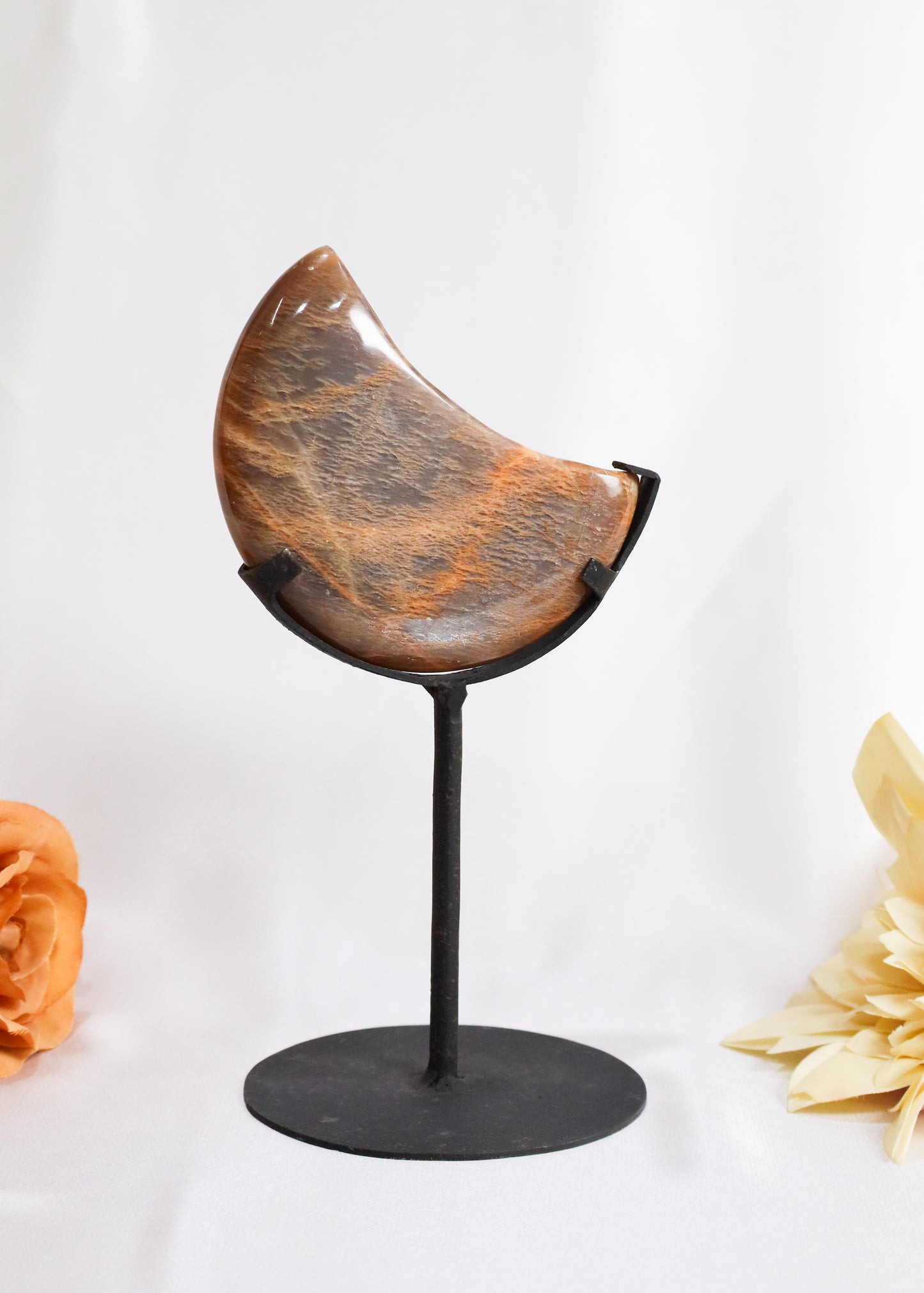 Peach Moonstone Moon on Stand #4