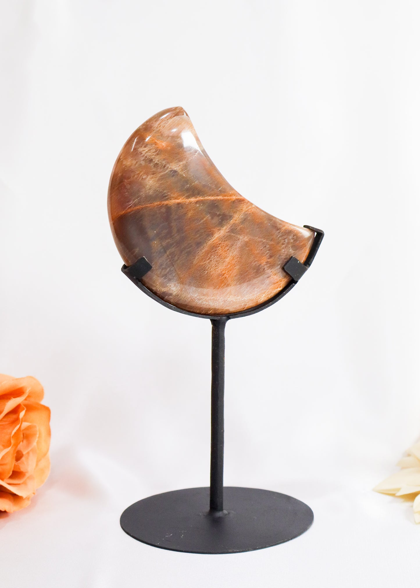 Peach Moonstone Moon on Stand #2