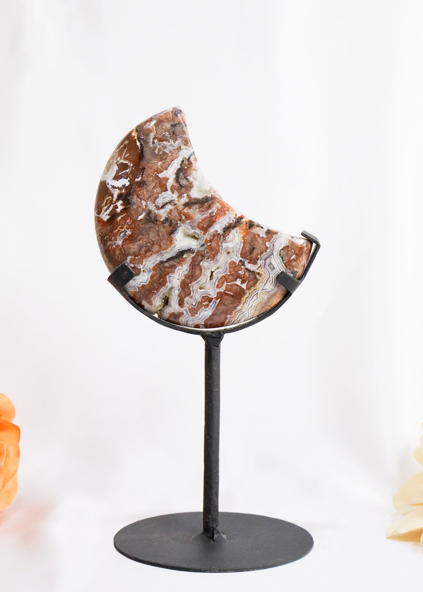 Sangria Lace Agate Moon on Stand #3