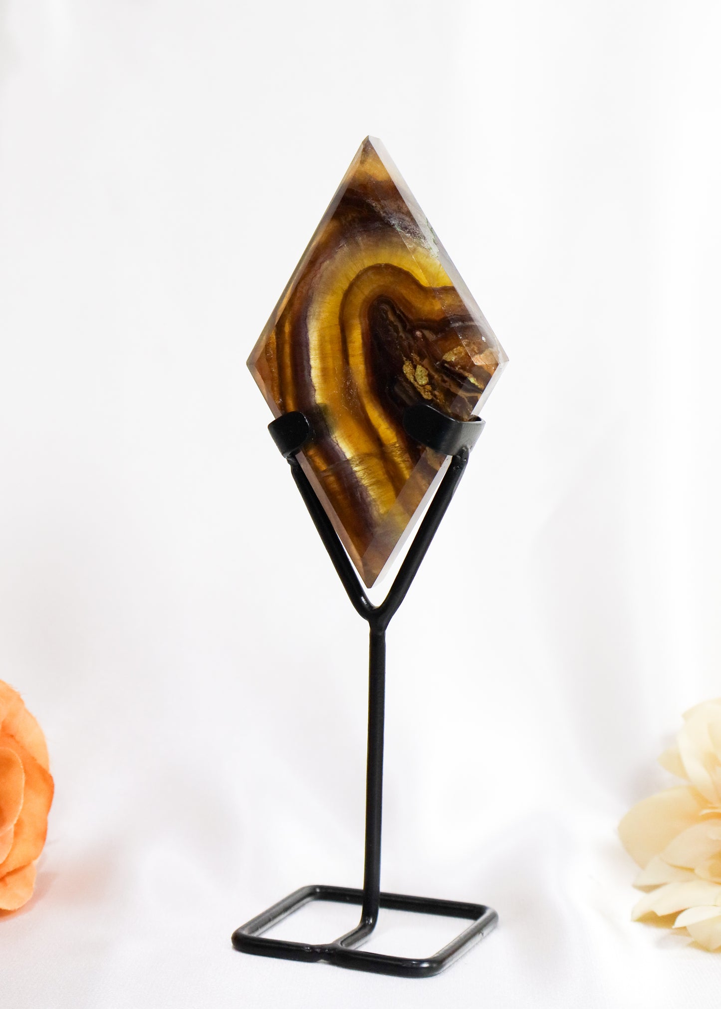 Rainbow Fluorite Diamond on Stand #4