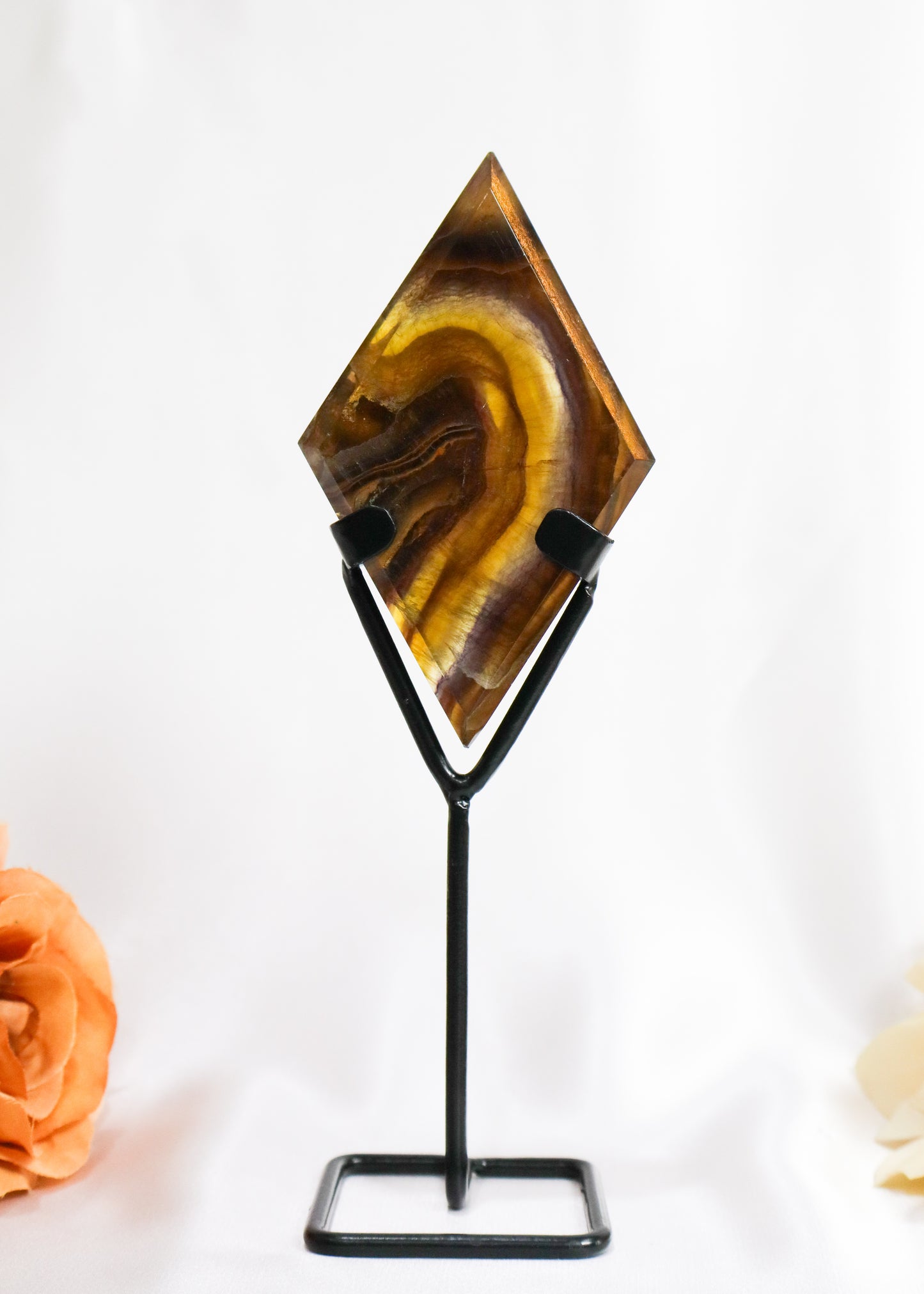 Rainbow Fluorite Diamond on Stand #4