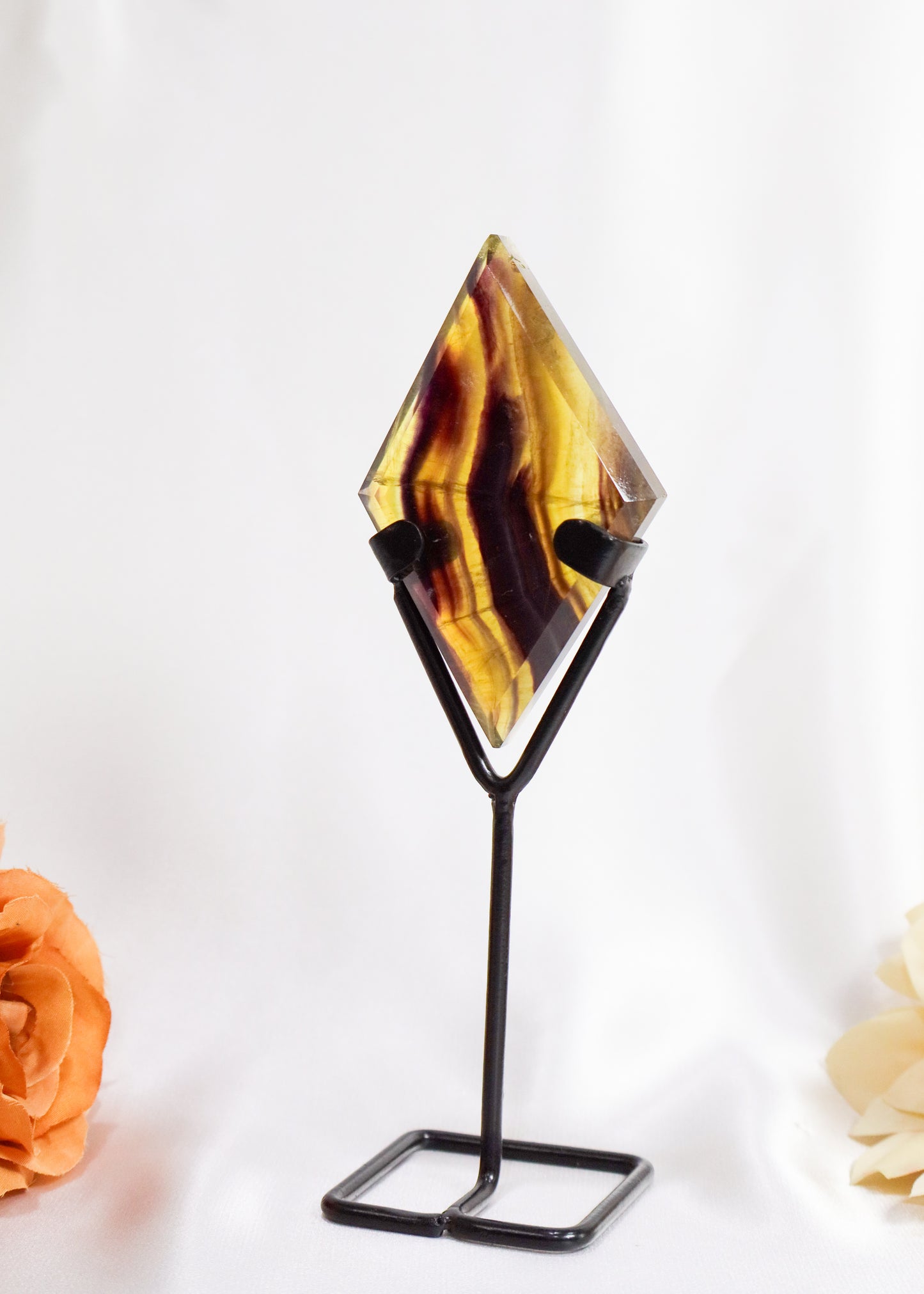 Rainbow Fluorite Diamond on Stand #1