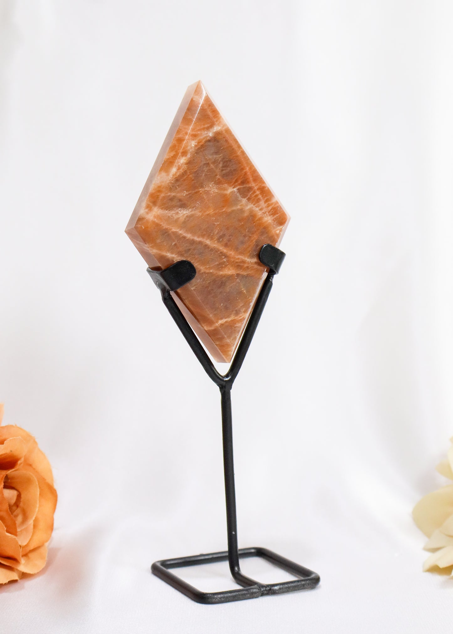 Peach Moonstone Diamond On Stand #3