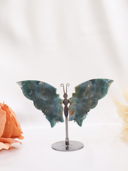 Moss Agate Butterfly Wings #15