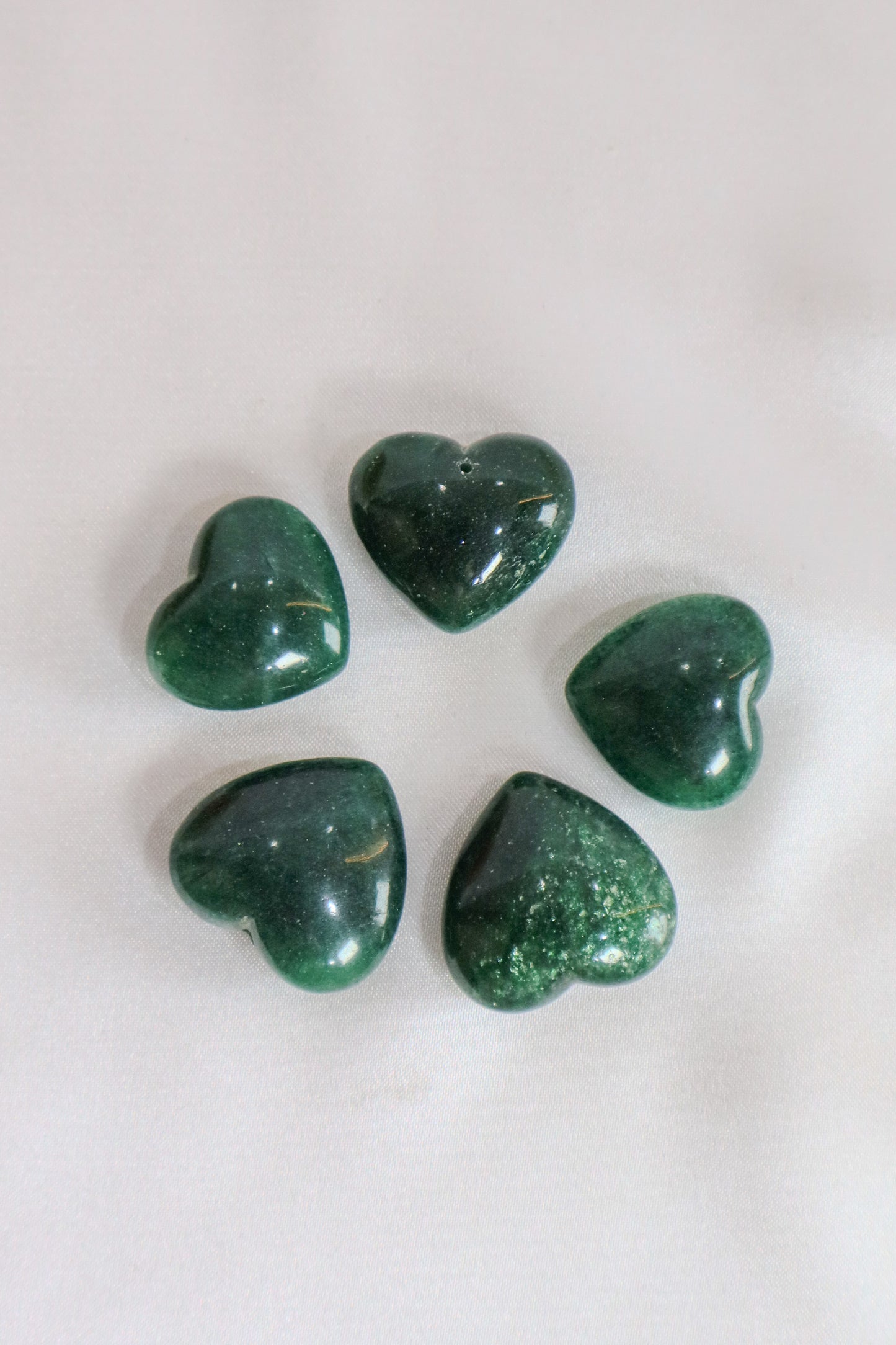 Green Aventurine Hearts