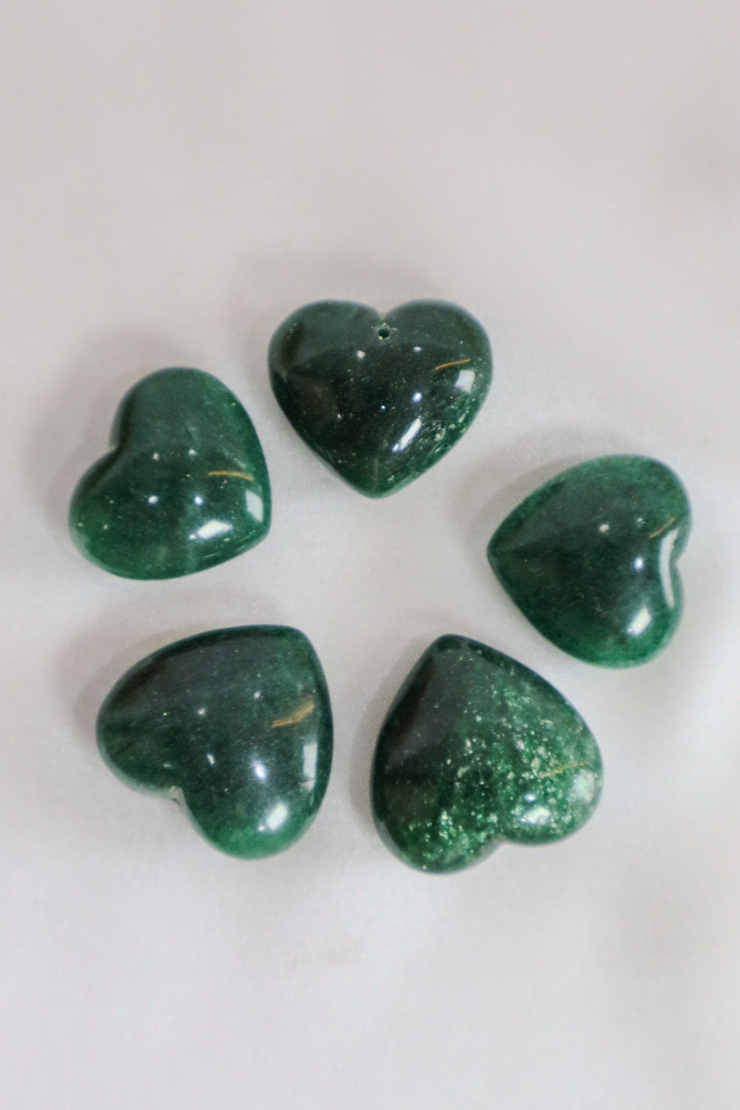Green Aventurine Hearts