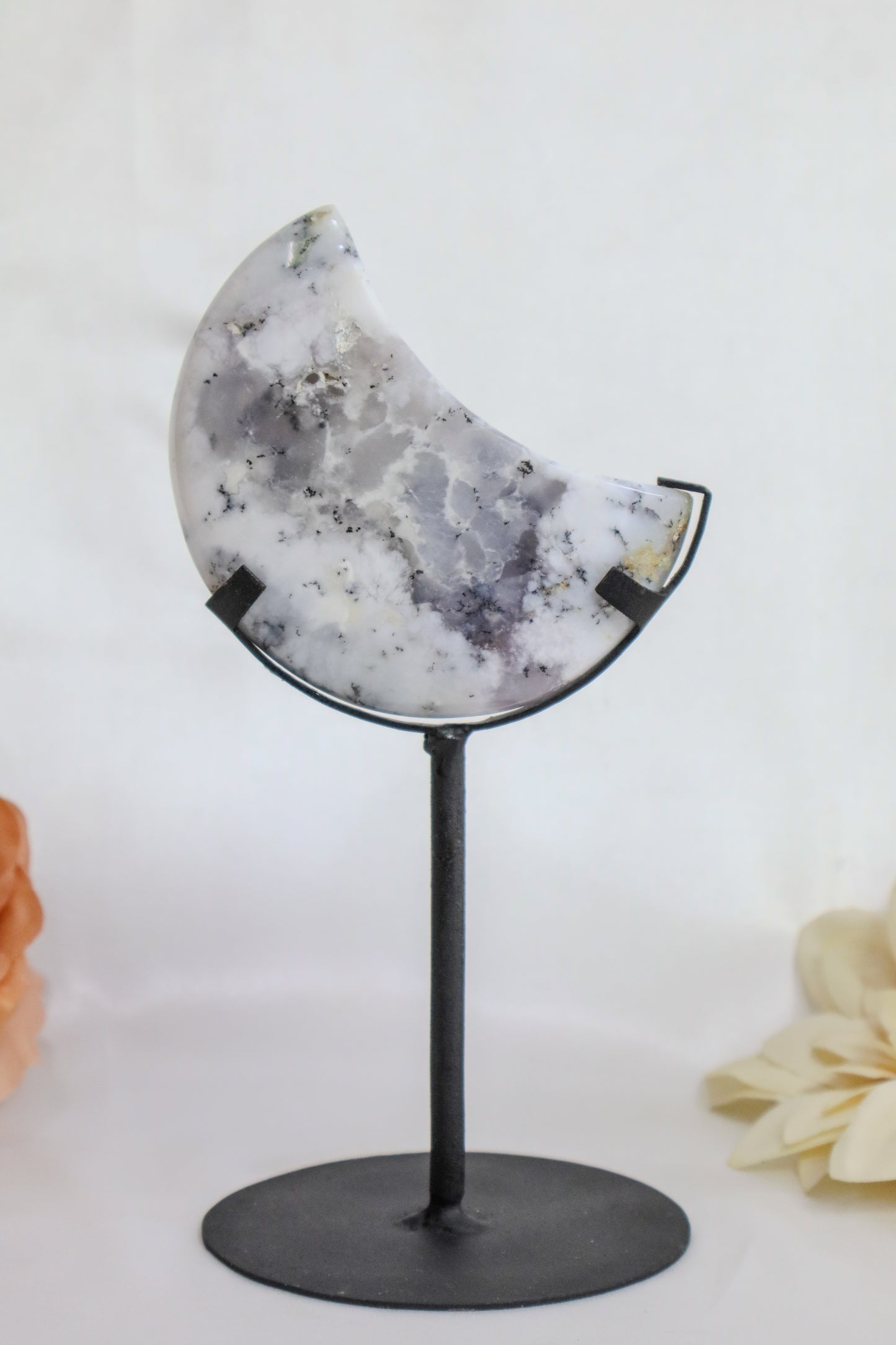 Dendritic Opal Moon on Stand #2