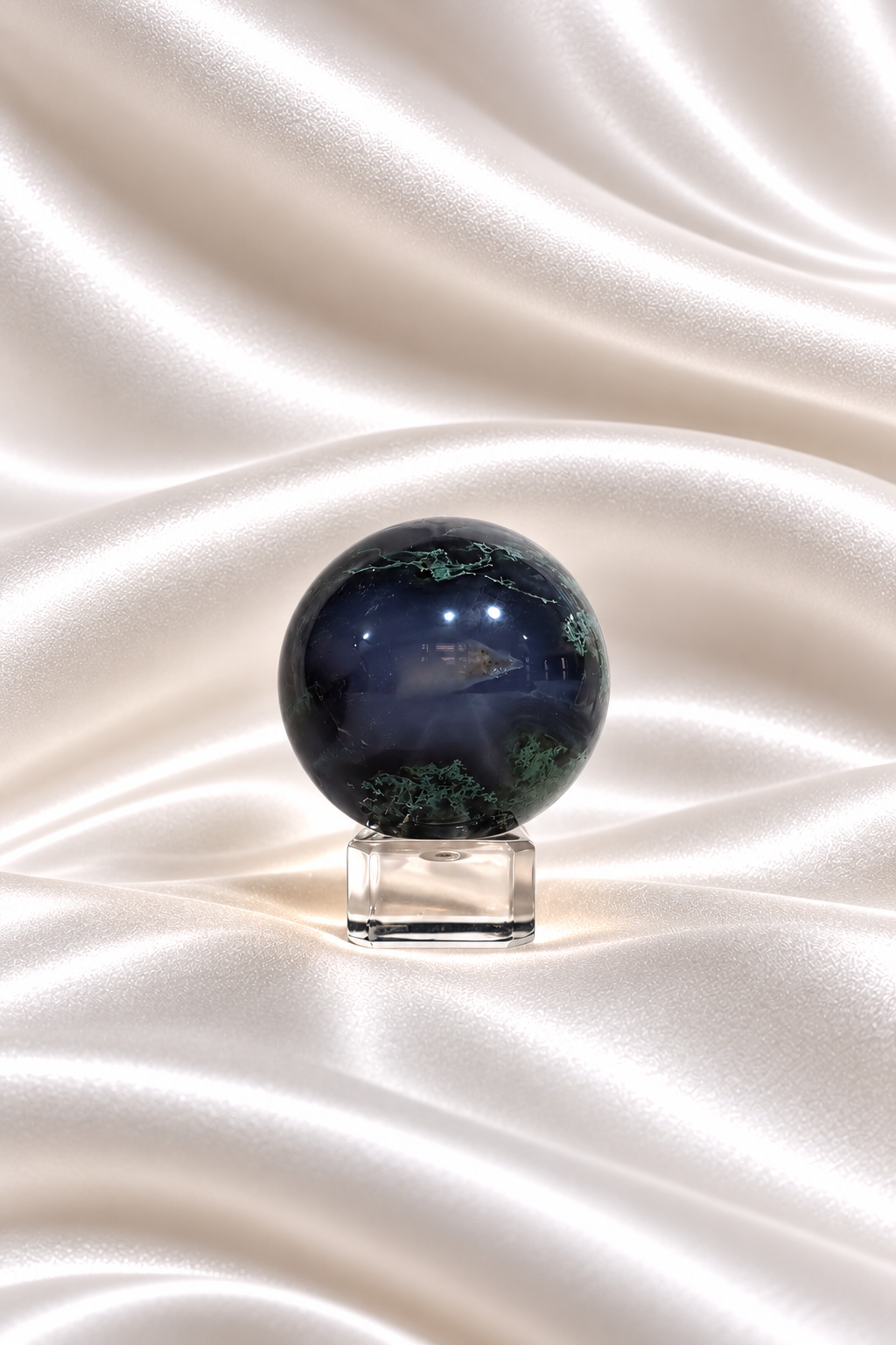 Moss Agate w/ Chalcedony Sphere #7
