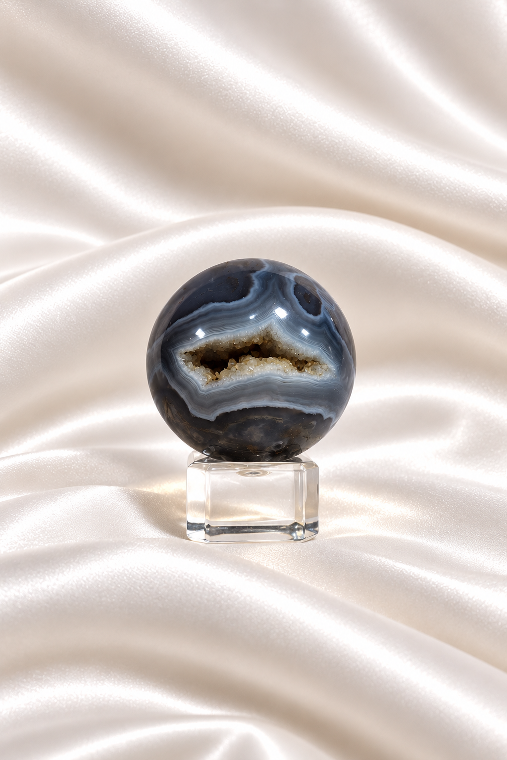 Moss Agate w/ Chalcedony Sphere #3