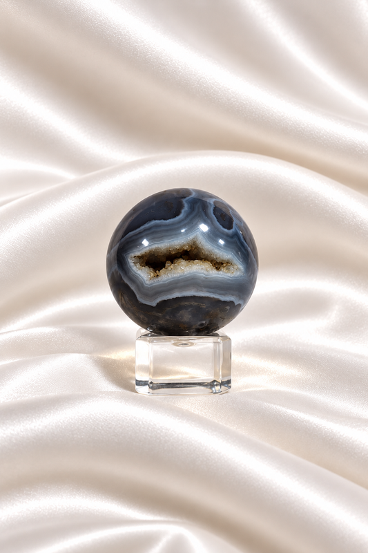 Moss Agate w/ Chalcedony Sphere #3