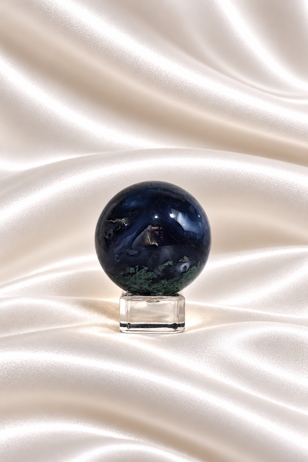 Moss Agate w/ Chalcedony Sphere #7