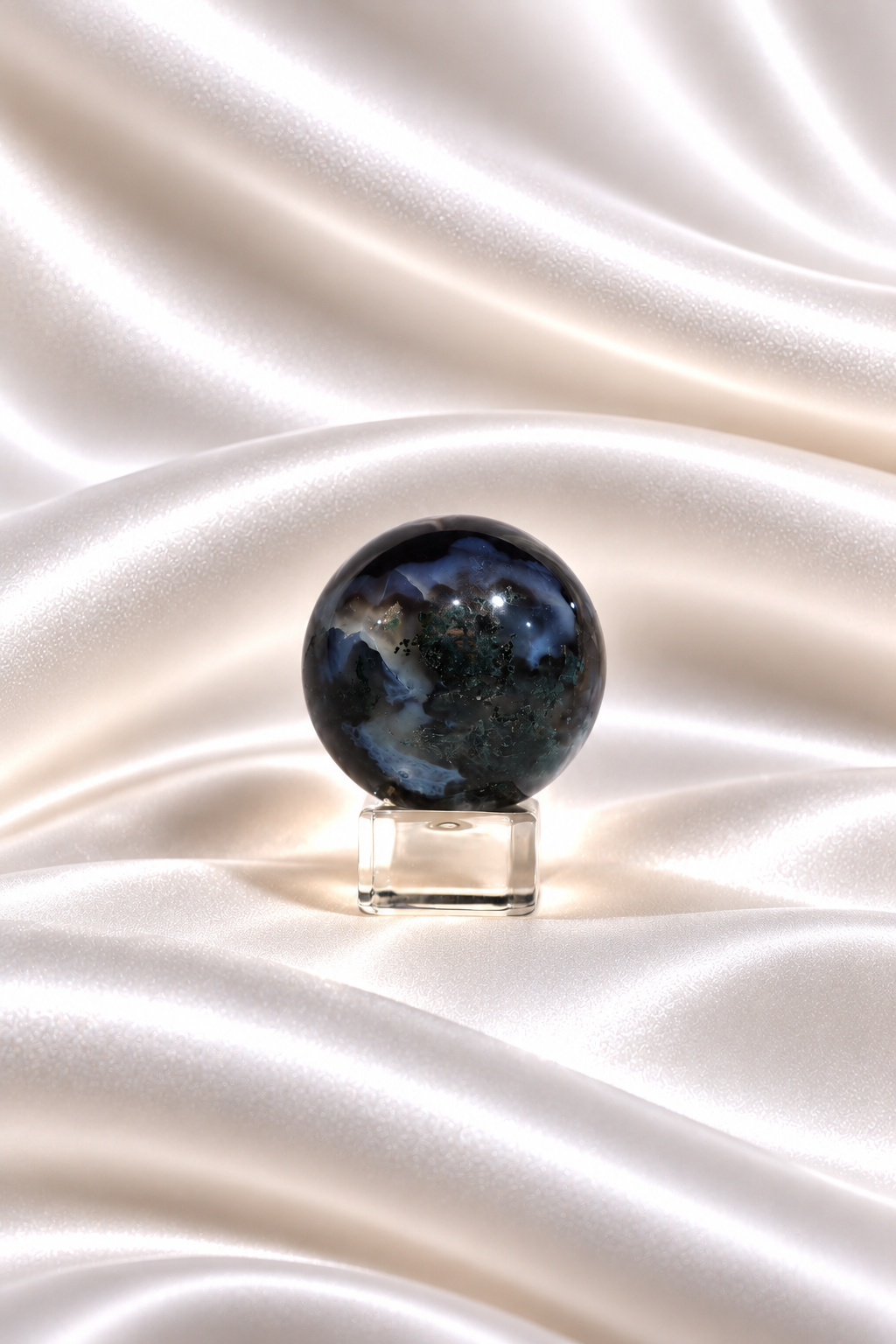 Moss Agate w/ Chalcedony Sphere #2