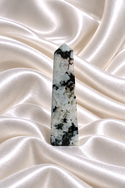 Rainbow Moonstone Tower #19 - Tip Little Chipped