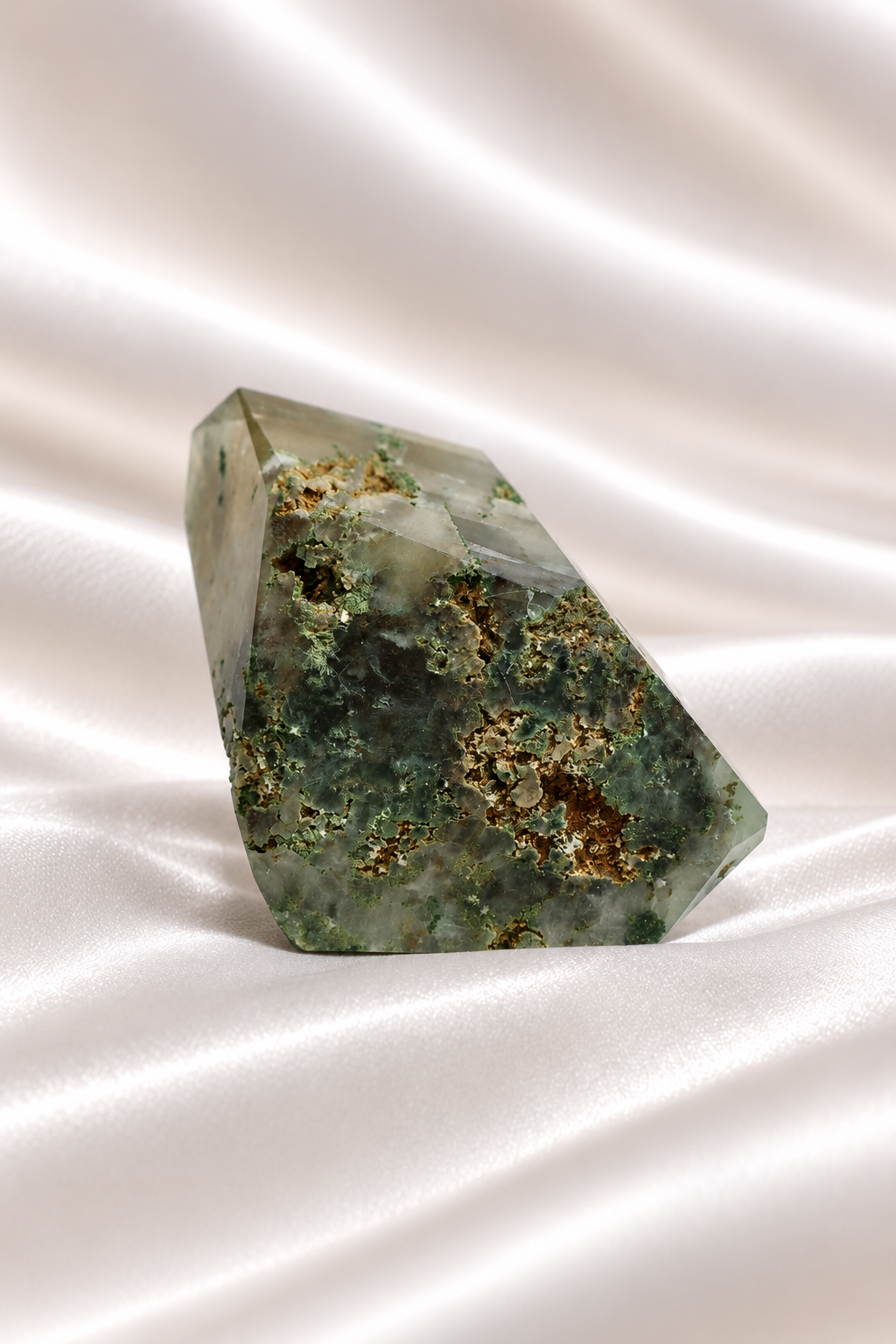 Optical Calcite with Moss Agate inclusions Freeform - RARE #2