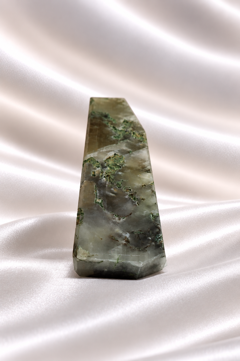 Optical Calcite with Moss Agate inclusions Freeform - RARE #1