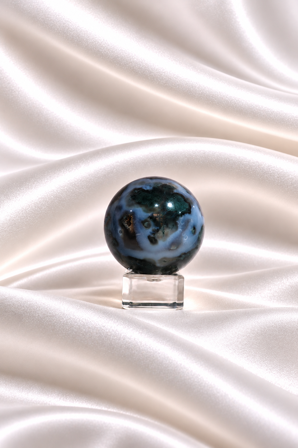 Moss Agate w/ Chalcedony Sphere #2