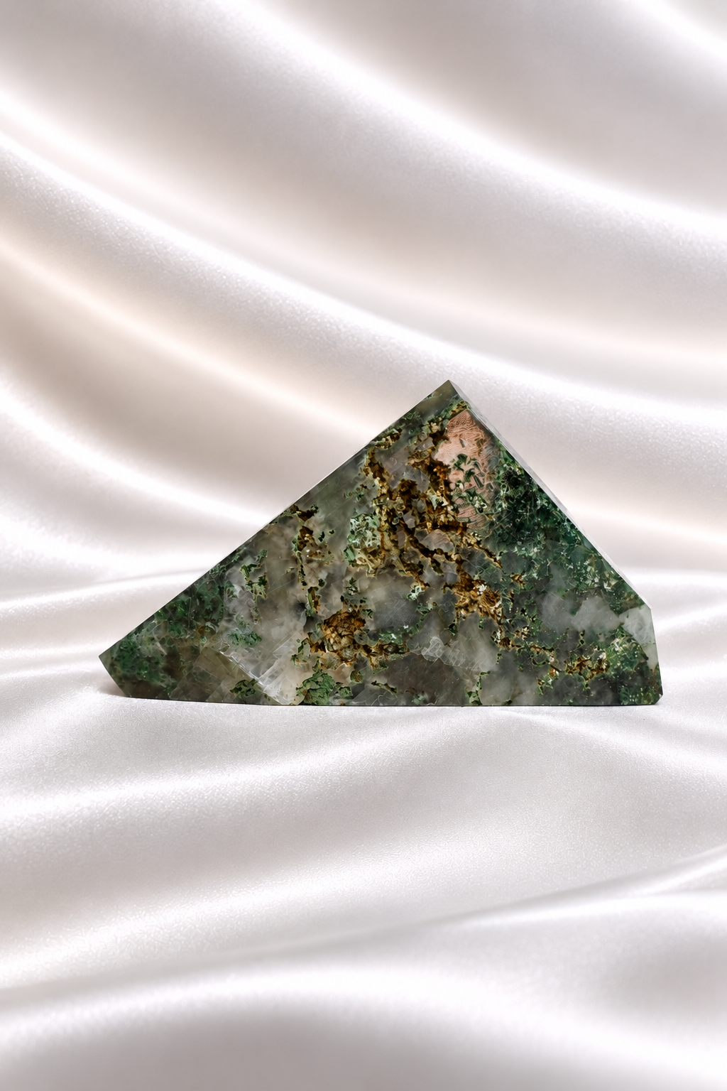 Optical Calcite with Moss Agate inclusions Freeform - RARE #1